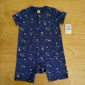 Tucker + Tate Navy Baby Romper with Volcano Accent